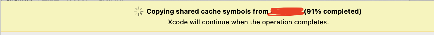 Copying shared cache symbols from xxx (xx% completed)